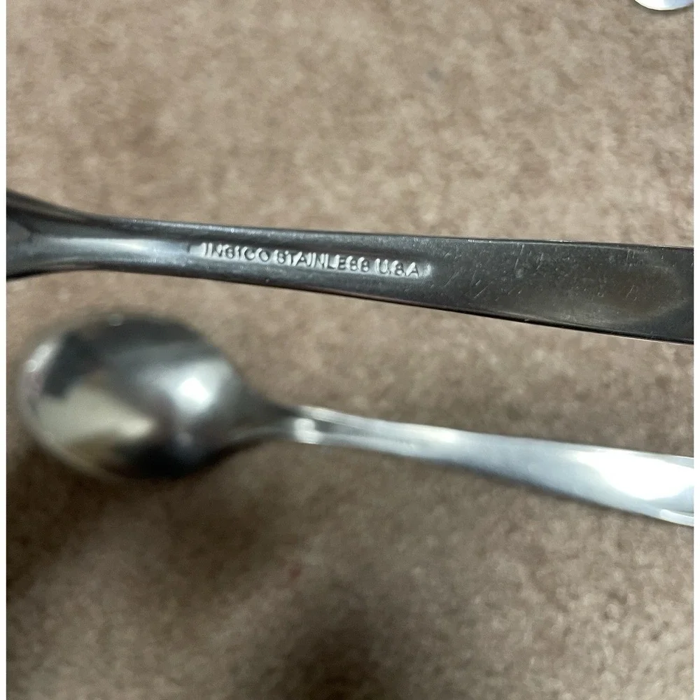 Insico Stainlesss Serving Spoon Fork S monogram USA 2 Silverware‎